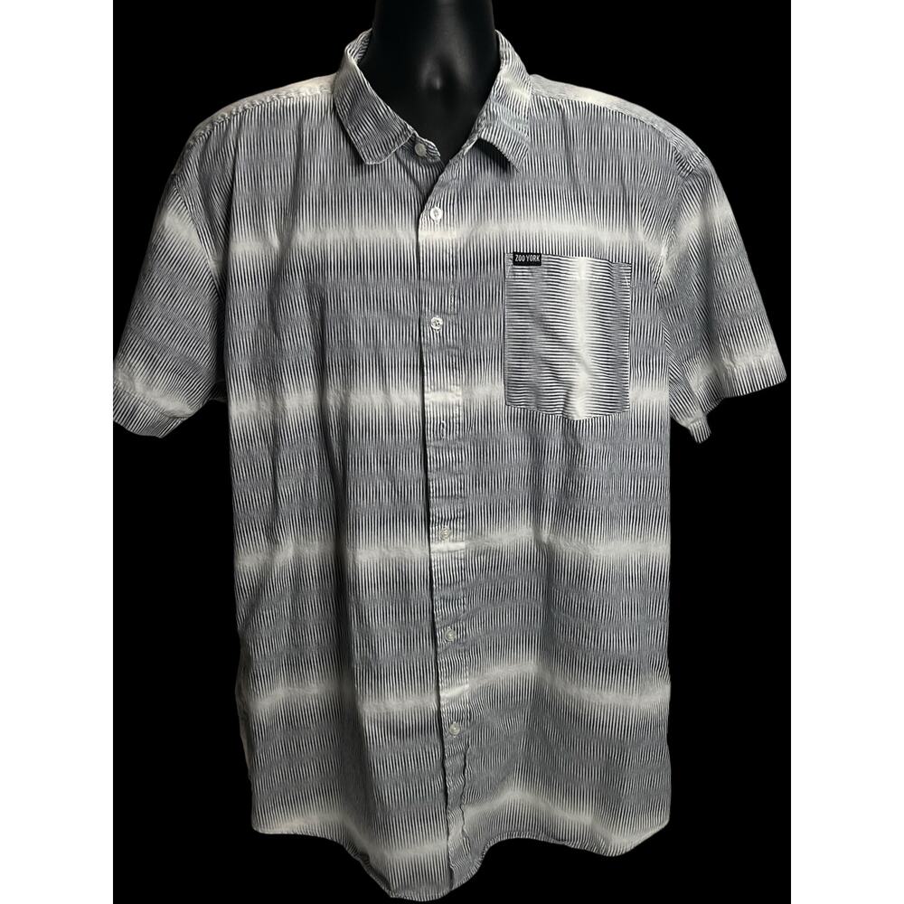 Zoo York Men’s XXL‎ Short Sleeve Button-Up Shirt White Black Striped Casual Top